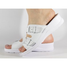 Saboti medicali albi cu gel pe talpa, piele naturala 209002