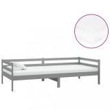 Cumpara ieftin Pat de zi cu saltea, gri, 90x200 cm, lemn masiv de pin