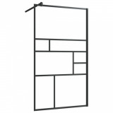 Paravan de duș walk-in negru 90x195 cm sticlă ESG transparentă