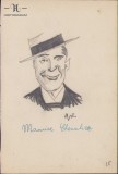 HST 154S Caricatura Maurice Chevalier anii 1930 Geo Dumitrescu semnata