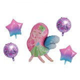 Set Baloane Petrecere, Multicolor, Z&acirc;nă, Stele și Fluturi, Aluminiu, 5 Bucăți, Oem