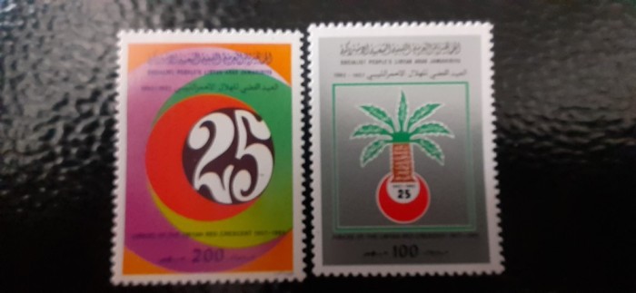 Libia-25 ani Semiluna rosie in Libia-serie completa ,nestampilate MNH (C2)