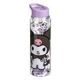 Sticlă de apă cu perete dublu, Flip Top, 500 ml, Transparentă cu sclipici mov, CMCLASS