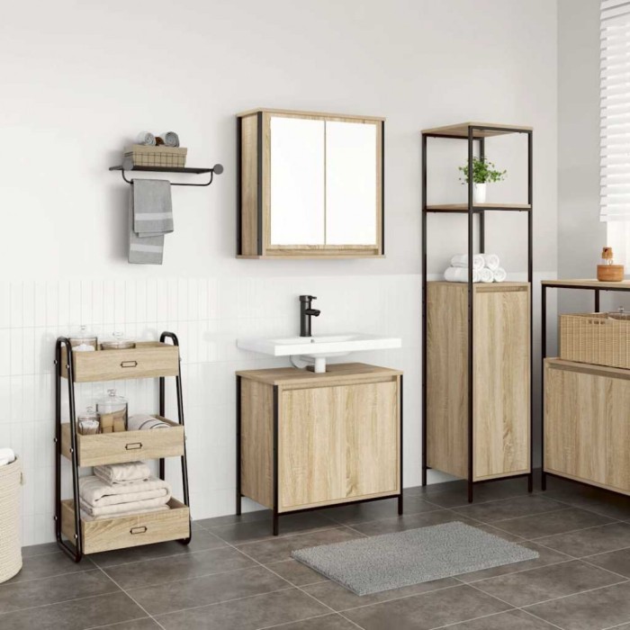 Gossi set mobilier de baie, 2 piese, stejar sonoma, lemn prelucrat