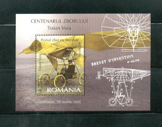 ROMANIA 2006 - CENTENARUL ZBORULUI TRAIAN VUIA, COLITA, MNH - LP 1713