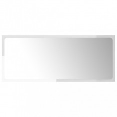 Oglindă de baie, alb extralucios, 90x1,5x37 cm, PAL