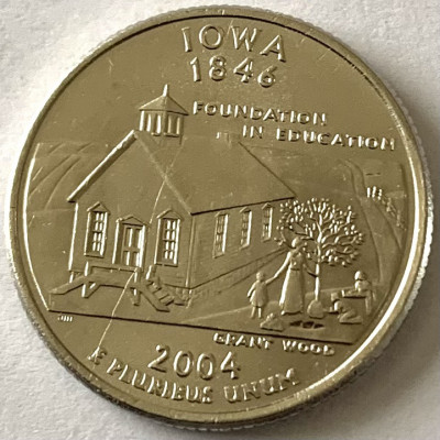 AMERICA QUARTER 1/4 DOLLAR 2004 LITERA P. (FUNDATIE IN EDUCATIE-IOWA) PL.PLATINA foto