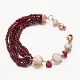 Cumpara ieftin Brățară Argint 925 Granat, Labradorit &amp; Perle Cultură Baroque Aur Roz, Ajustabilă 19-23cm, Handmade Italy