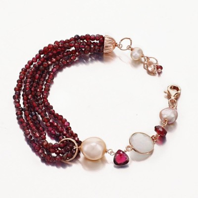 Brățară Baroque din granat și perle de cultură foto