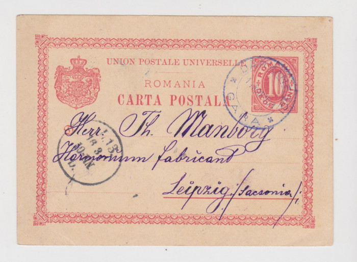 Carte postala Darmanesti / Bacau - Leipzig ,1901