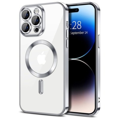 Husa pentru iPhone 14 Pro Max - Techsuit Luxury Crystal MagSafe - Silver foto