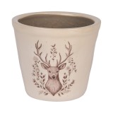 Ghiveci flori ceramica bej maro Ren 12x11 cm