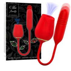 Vibrator MIA Double Pleasure Suction +Up and Down, in forma de trandafir, cu functii de aspirare clitoridiana si miscari sus-jos