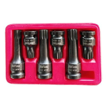 Set de 6 chei imbusuri de impact stelate M14-M16 si M18 de lungime 45 si 78mm cu patrat de 1/2&quot; B-11761