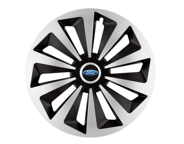 Set 4 capace roti Fox Gri-Negru R15 pentru gama auto Ford