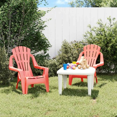 vidaXL Scaune grădină de copii 2 buc. roșu 37x34x44 cm PP aspect lemn 364738 foto