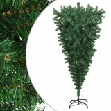Pom de Crăciun artificial inversat, cu suport, verde, 210 cm