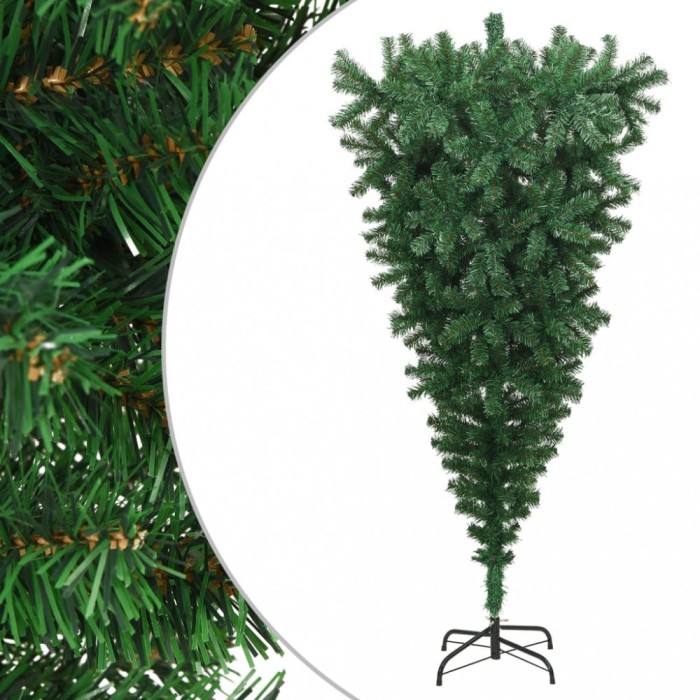Pom de Crăciun artificial inversat, cu suport, verde, 210 cm