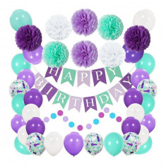 Set 50 baloane si accesorii pentru petrecere, aniversare HAPPY BIRTHDAY
