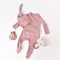 Set 4 piese: bluza, pantaloni, caciulita si manusi din bumbac organic si modal - Rose, BabyCosy (Marime: 6-9 luni)