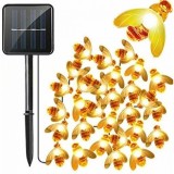 Cumpara ieftin Ghirlanda Solara Albinute 50 LED Alb Cald, 6.5m, IP44, 2 Moduri, Senzor Lumina, Decor Craciun, Gradina