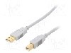 Cablu USB A mufa, USB B mufa, USB 2.0, lungime 1.8m, gri, BQ CABLE - CAB-USBAB1.8G