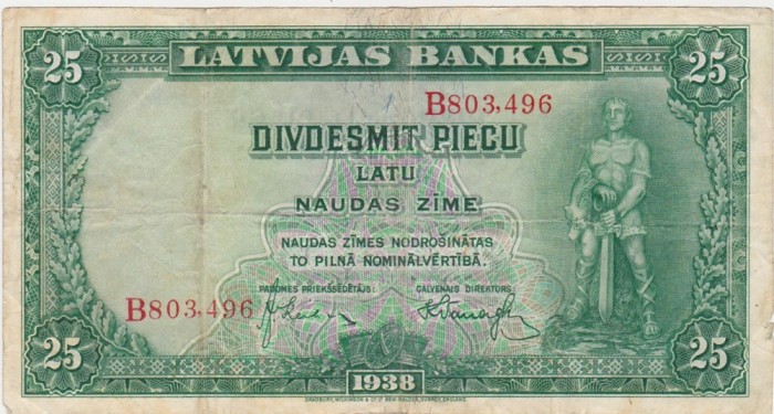 LETONIA 25 latu 1938 aVF