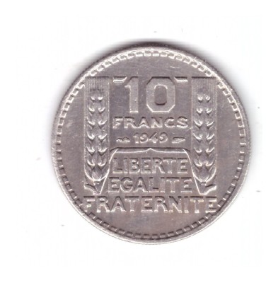 Moneda Franta 10 francs/franci 1949, stare foarte buna, curata foto