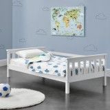 Cumpara ieftin Pat pentru Copii 70x140 cm din Lemn de Brad, Alb Mat Lacuit, [en.casa]