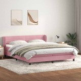 Cumpara ieftin Pat cu arcuri cu saltele roz 200x210 cm catifea