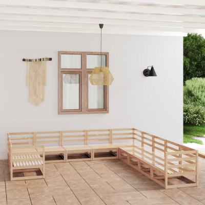 vidaXL Set mobilier de grădină, 11 piese, lemn masiv de pin foto