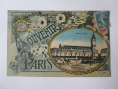 Carte postala circulata Souvenir de Paris-Gara Lyon cca 1910 foto