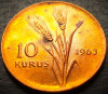 Moneda 10 KURUS - TURCIA, anul 1963 * 3983 = UNC luciu de batere + pete, Europa