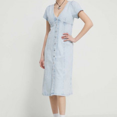 Tommy Jeans rochie din denim midi, drept, DW0DW17966