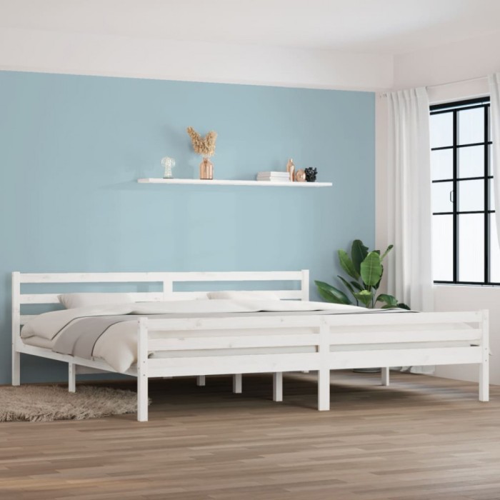 vidaXL Cadru de pat, alb, 200x200 cm, lemn masiv de pin 814840