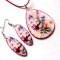 set bijuterii ,set colier si cercei lemn cu flori 45979