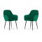 Set 2 scaune bucatarie/living, Artool, Lugo, catifea, metal, verde si negru, 57.5x56.5x86.5 cm