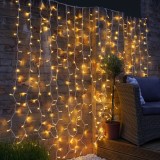 Instalatie craciun, tip perdea, ip44, 3 m x 3 m, 240 led-uri, alb cald, cu 8 jocuri de lumini, 31 v, 9w, interconectabila, prelungitor 3 m inclus, fir, Flippy