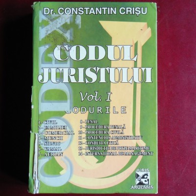 Codul juristului. Vol. I: Codurile &amp;ndash; Dr. Constantin Crișu foto