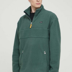 Quiksilver hanorac fleece culoarea verde, neted