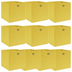 Cutii depozitare, 10 buc., galben, 32x32x32 cm, textil foto