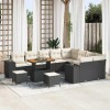 VidaXL Set de canapele pentru grădină cu pernă 12 pcs Negru, Crem