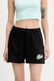 Karl Kani pantaloni scurți culoarea negru, cu imprimeu, high waist, PD00005436
