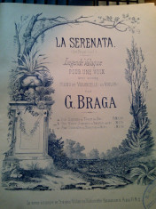 C. Braga La Serenata Legende Valaque Partitura Muzicala veche sec.XIX Litografie foto