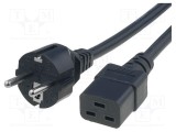 Cablu 3x1,5mm2 CEE 7/7 IEC C19 mamă PVC 3m negru LIAN DUNG