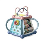 Cumpara ieftin Jucarie interactiva si educativa 7 in 1 pentru copii WePro Store, centru de activitati cu 5 laturi cu sunete si lumini, figuri geometrice, ceas, rotit