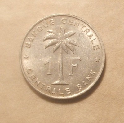 CONGO BELGIAN 1 FRANC 1959 XF+ foto