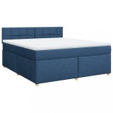 Cumpara ieftin Pat box spring cu saltea, albastru, 180x200 cm, material textil