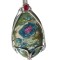 Pandantiv cu Rubin in Fucsit, fir metalic argintiu, Verde-Roz, 5.5 cm