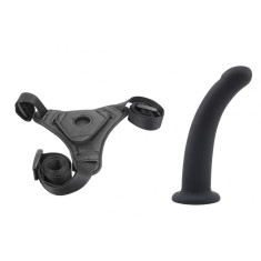 Strap On Dildo Curved Silicon Negru 16.5 cm Guilty Toys